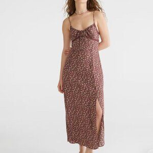 Aeropostale Floral V-Neck Lace-Trim Midi Dress Size S